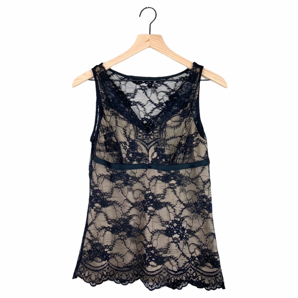 Ann Taylor LOFT Tank Size 4 Black Lace & Nude
